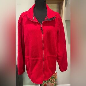 LL‎ Bean Outdoor Red Fleece Zip Up Sweater